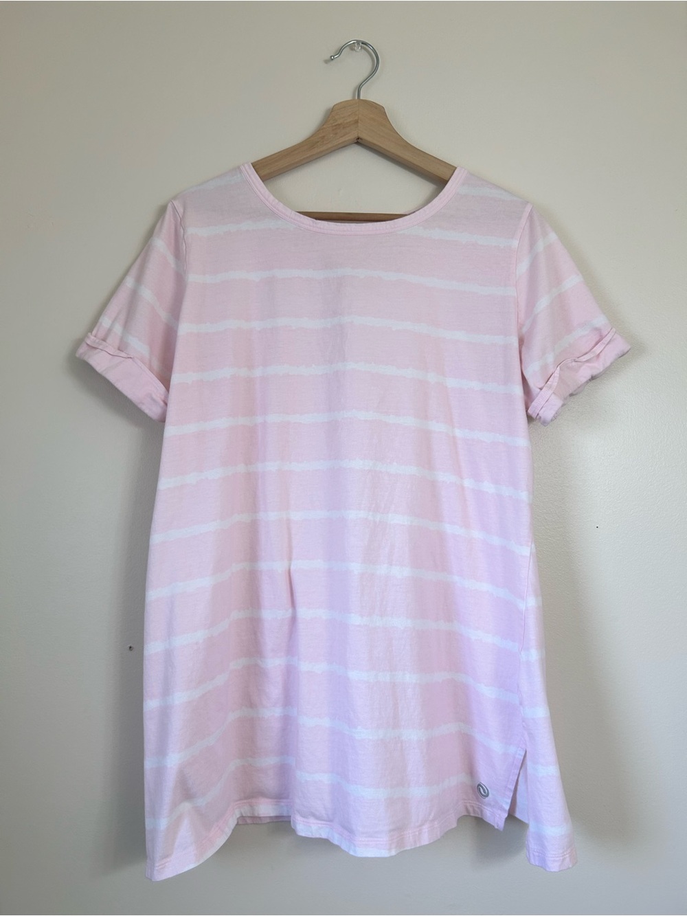 Women's Short Sleeve Tee - Light Pink Stripe light flowy summer Shirt